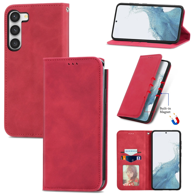 For Samsung Galaxy S23 5G Retro Skin Feel Magnetic Leather Phone Case