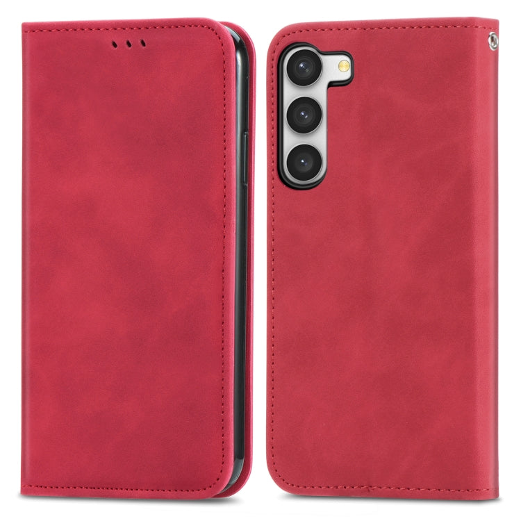 For Samsung Galaxy S23 5G Retro Skin Feel Magnetic Leather Phone Case