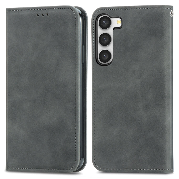 For Samsung Galaxy S23 5G Retro Skin Feel Magnetic Leather Phone Case