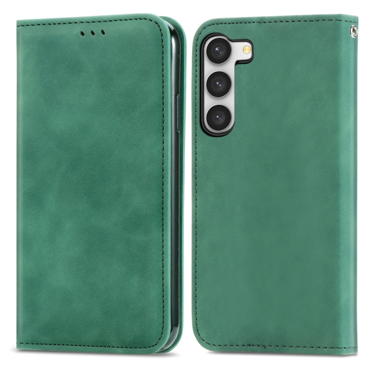 For Samsung Galaxy S23+ 5G Retro Skin Feel Magnetic Leather Phone Case