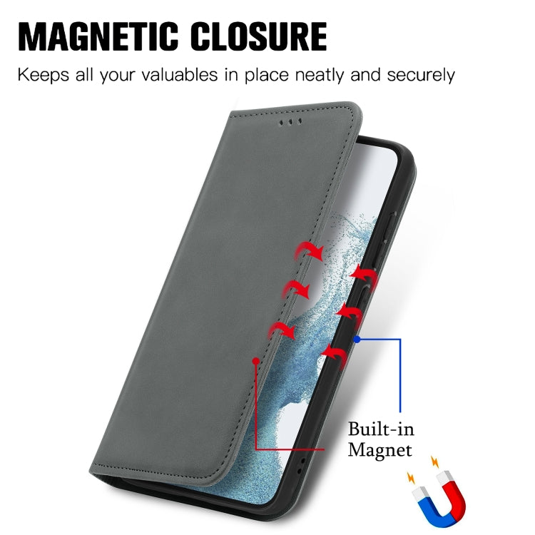 For Samsung Galaxy S23+ 5G Retro Skin Feel Magnetic Leather Phone Case