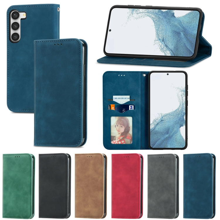 For Samsung Galaxy S23 Ultra 5G Retro Skin Feel Magnetic Leather Phone Case