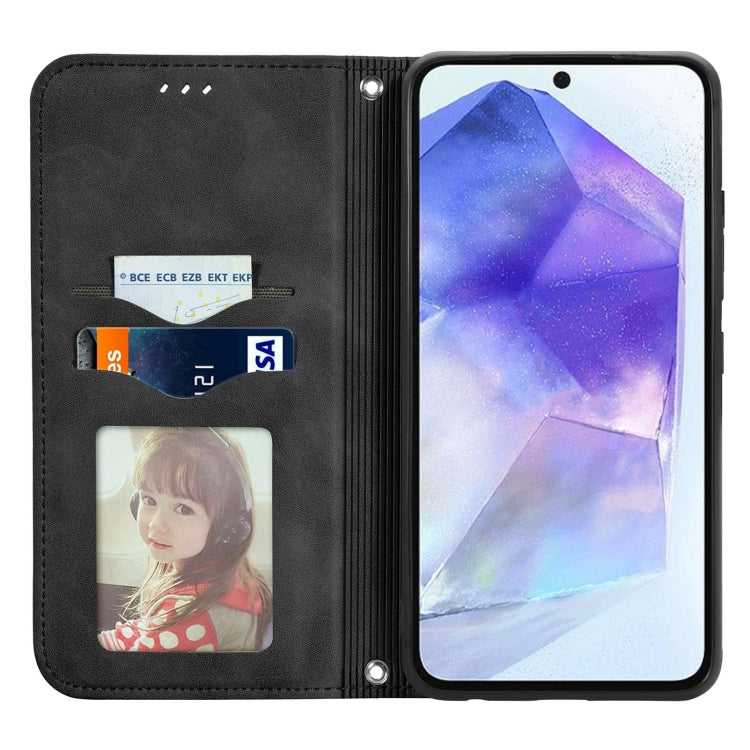 For Samsung Galaxy A55 5G Retro Skin Feel Magnetic Leather Phone Case