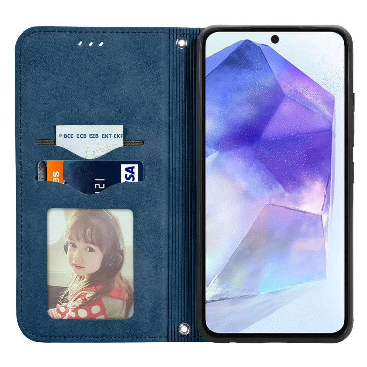 For Samsung Galaxy A55 5G Retro Skin Feel Magnetic Leather Phone Case