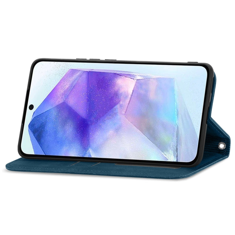 For Samsung Galaxy A55 5G Retro Skin Feel Magnetic Leather Phone Case