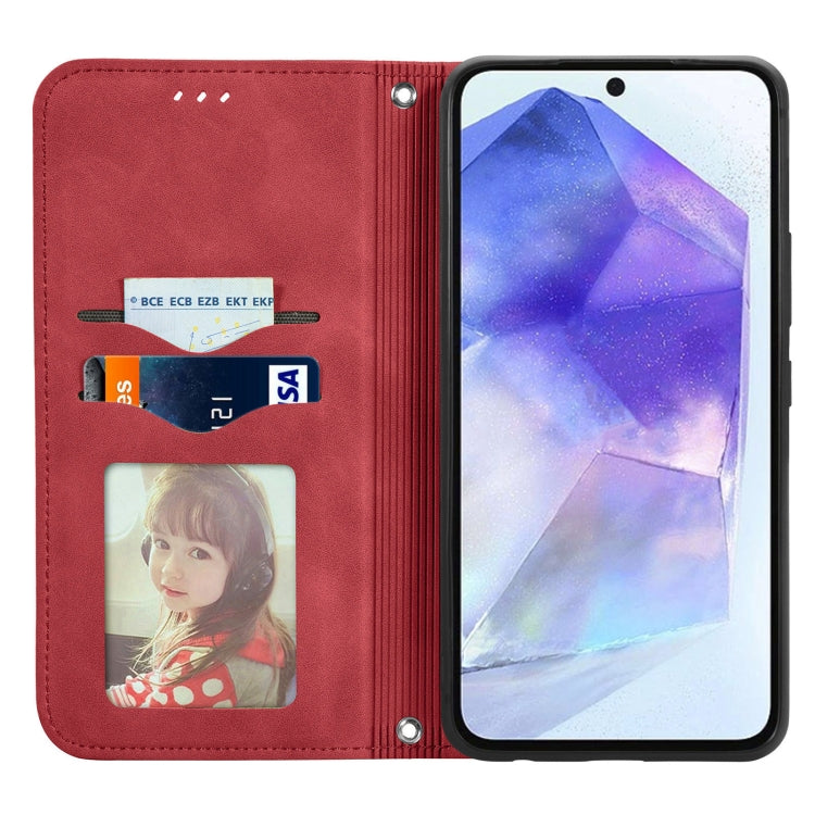 For Samsung Galaxy A55 5G Retro Skin Feel Magnetic Leather Phone Case