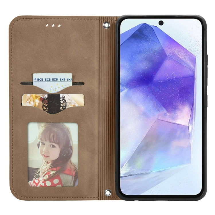 For Samsung Galaxy A55 5G Retro Skin Feel Magnetic Leather Phone Case