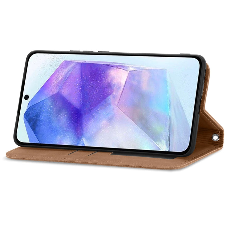 For Samsung Galaxy A55 5G Retro Skin Feel Magnetic Leather Phone Case
