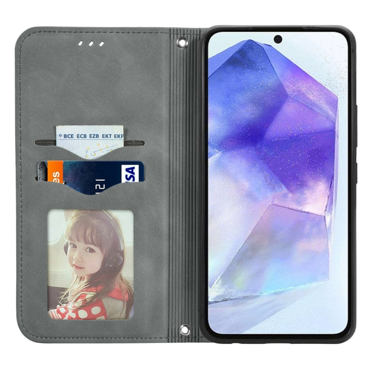 For Samsung Galaxy A55 5G Retro Skin Feel Magnetic Leather Phone Case
