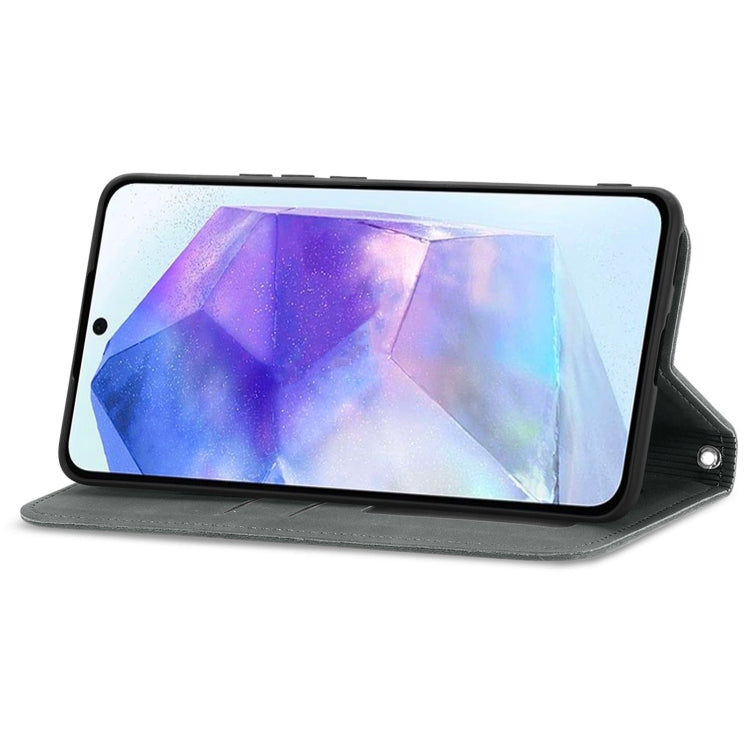 For Samsung Galaxy A55 5G Retro Skin Feel Magnetic Leather Phone Case