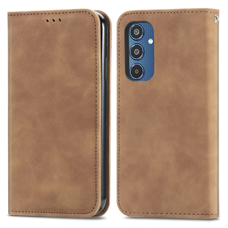 For Samsung Galaxy M35 Retro Skin Feel Magnetic Leather Phone Case