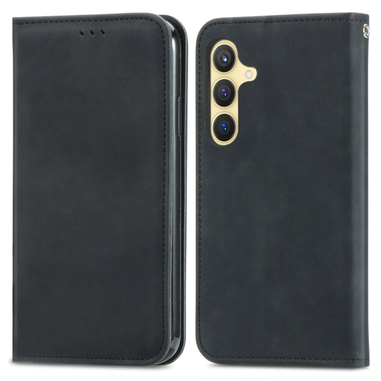 For Samsung Galaxy S25+ 5G Retro Skin Feel Magnetic Leather Phone Case