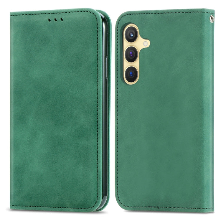 For Samsung Galaxy S25+ 5G Retro Skin Feel Magnetic Leather Phone Case