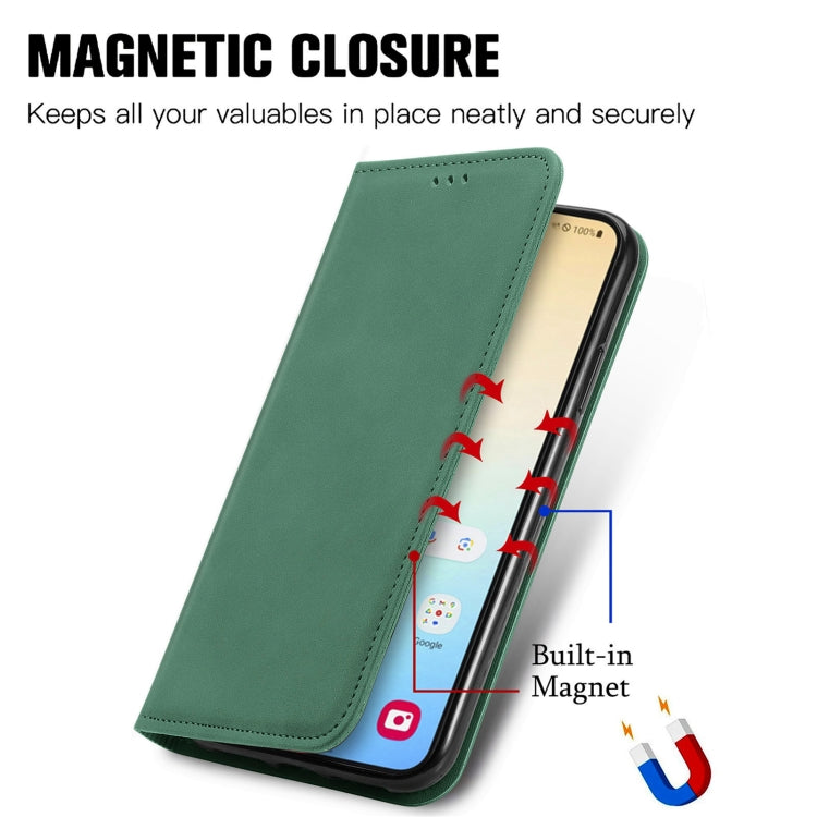 For Samsung Galaxy S25+ 5G Retro Skin Feel Magnetic Leather Phone Case