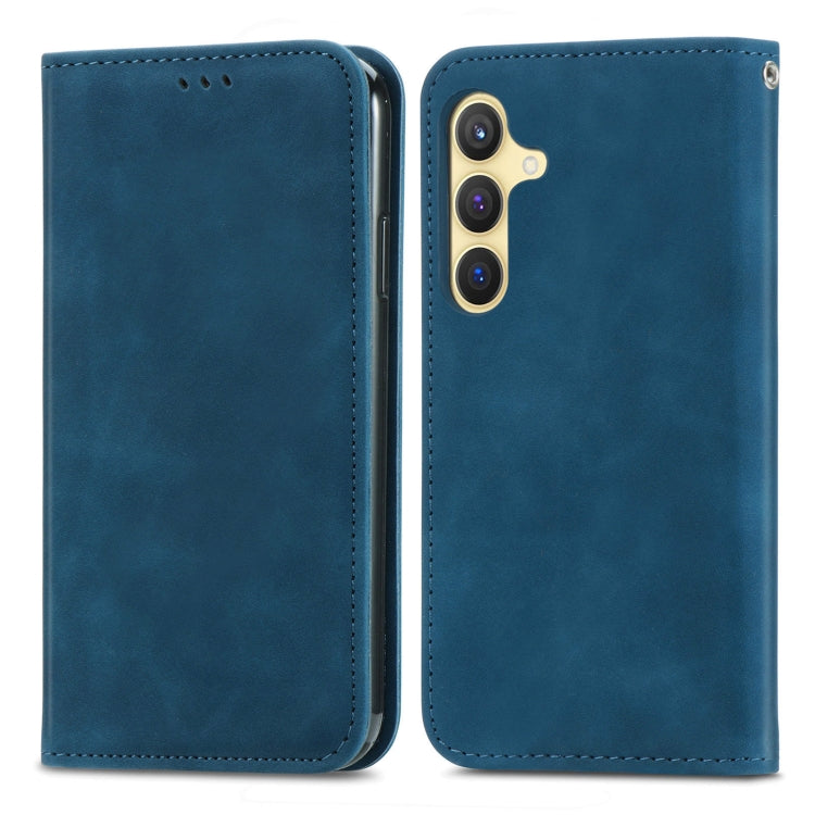 For Samsung Galaxy S25+ 5G Retro Skin Feel Magnetic Leather Phone Case