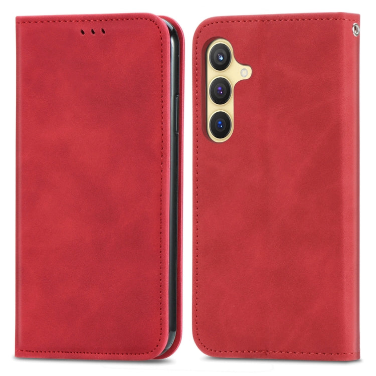 For Samsung Galaxy S25+ 5G Retro Skin Feel Magnetic Leather Phone Case