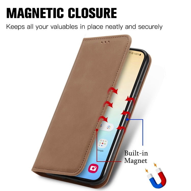 For Samsung Galaxy S25+ 5G Retro Skin Feel Magnetic Leather Phone Case