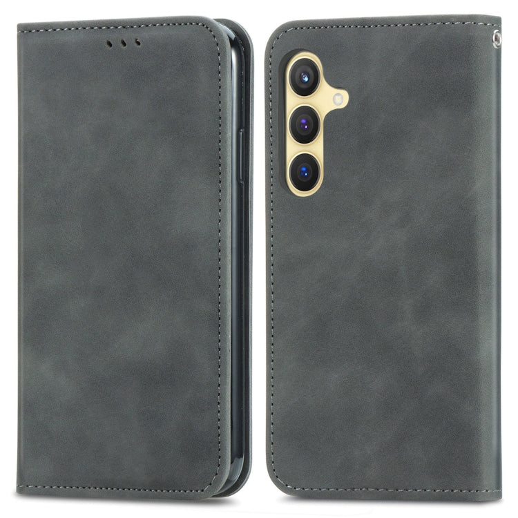 For Samsung Galaxy S25+ 5G Retro Skin Feel Magnetic Leather Phone Case