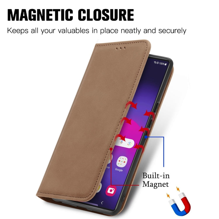 For Samsung Galaxy S25 Ultra 5G Retro Skin Feel Magnetic Leather Phone Case