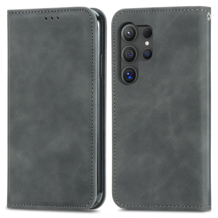 For Samsung Galaxy S25 Ultra 5G Retro Skin Feel Magnetic Leather Phone Case
