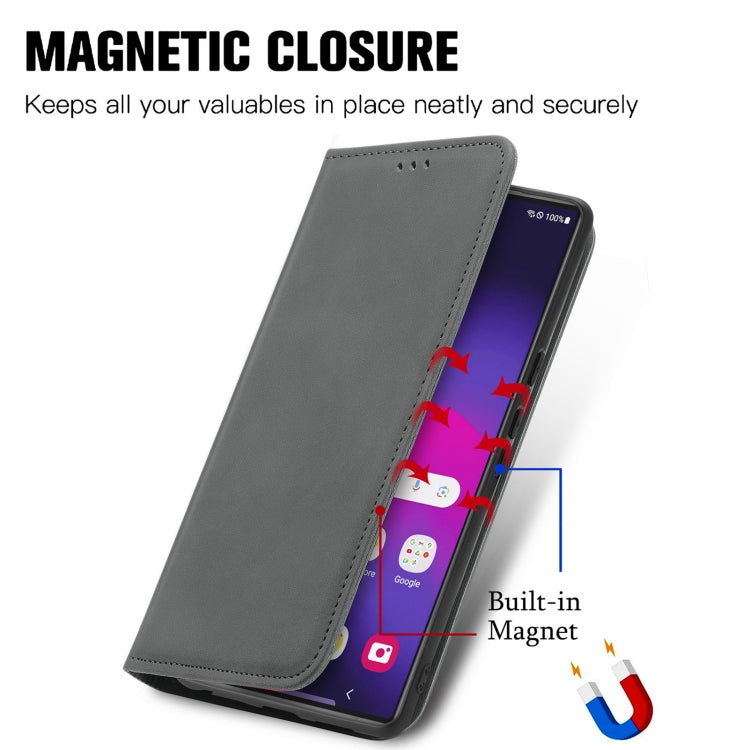 For Samsung Galaxy S25 Ultra 5G Retro Skin Feel Magnetic Leather Phone Case