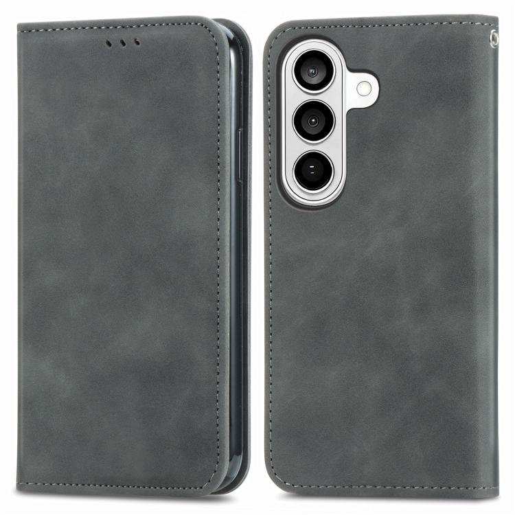 For Samsung Galaxy S26+ 5G Retro Skin Feel Magnetic Leather Phone Case