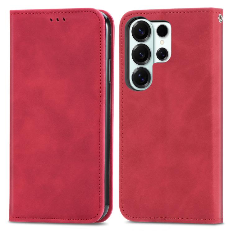 For Samsung Galaxy S26 Ultra 5G Retro Skin Feel Magnetic Leather Phone Case