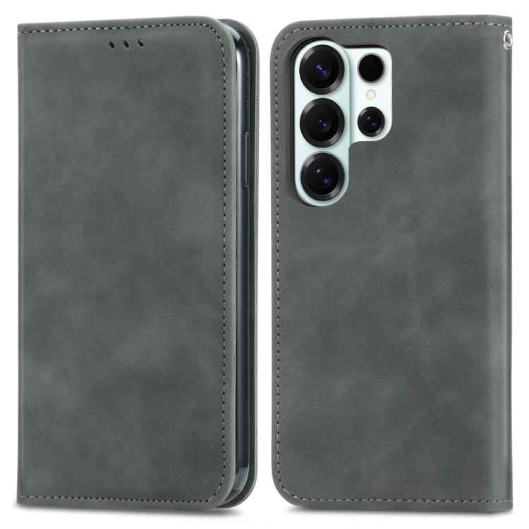 For Samsung Galaxy S26 Ultra 5G Retro Skin Feel Magnetic Leather Phone Case