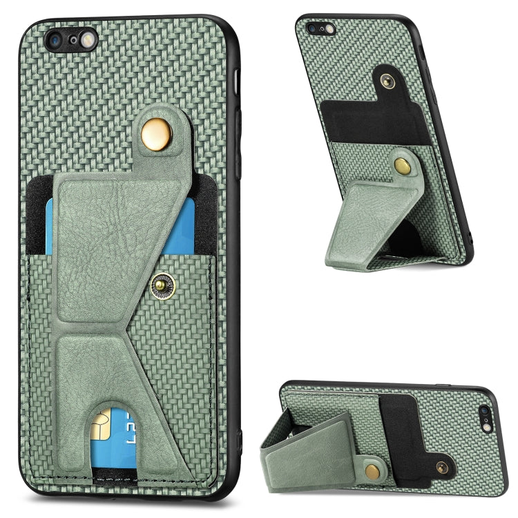 For iPhone 6 / 6s Carbon Fiber Wallet Flip Card K-shaped Holder Phone Case