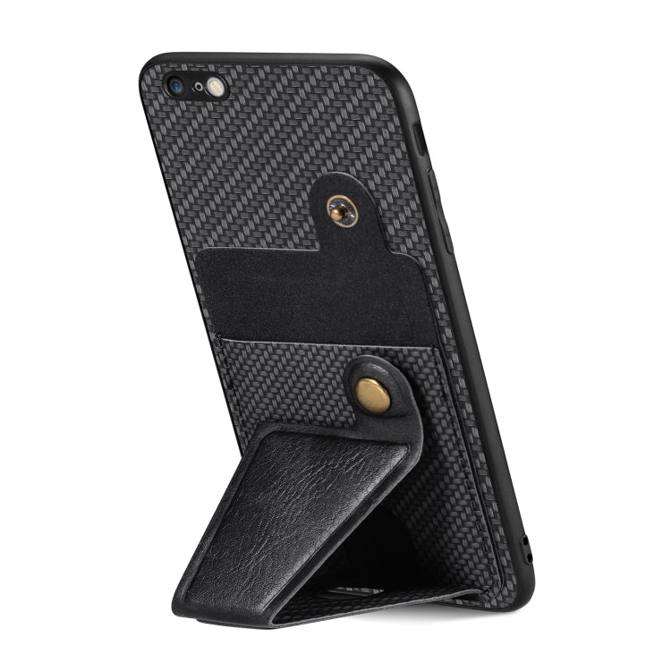 For iPhone 6 Plus / 6s Plus Carbon Fiber Wallet Flip Card K-shaped Holder Phone Case