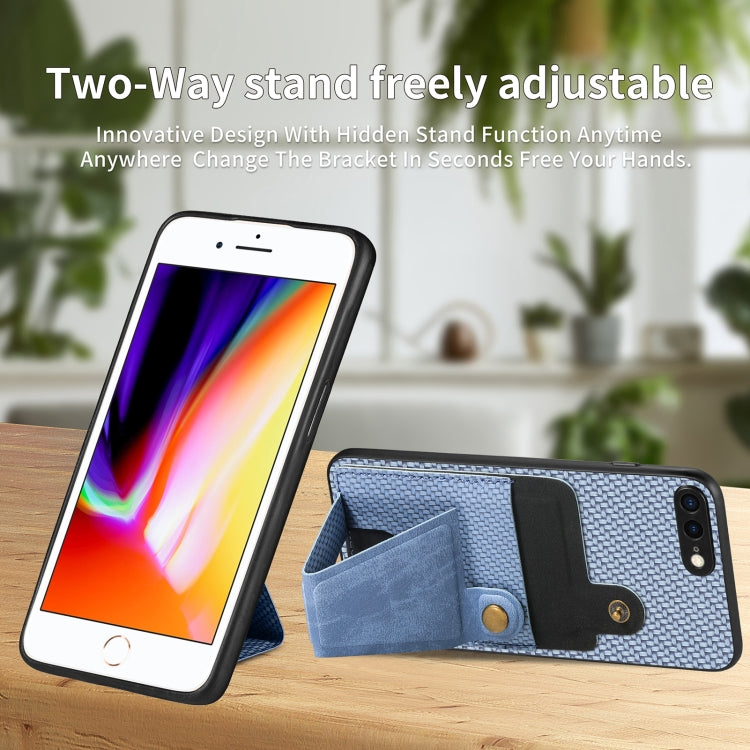 For iPhone SE 2022 / 2020 / 7 / 8 Carbon Fiber Wallet Flip Card K-shaped Holder Phone Case