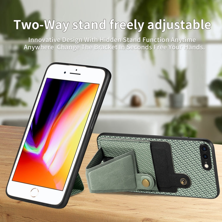 For iPhone SE 2022 / 2020 / 7 / 8 Carbon Fiber Wallet Flip Card K-shaped Holder Phone Case