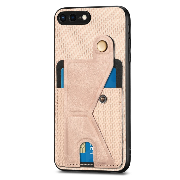 For iPhone SE 2022 / 2020 / 7 / 8 Carbon Fiber Wallet Flip Card K-shaped Holder Phone Case