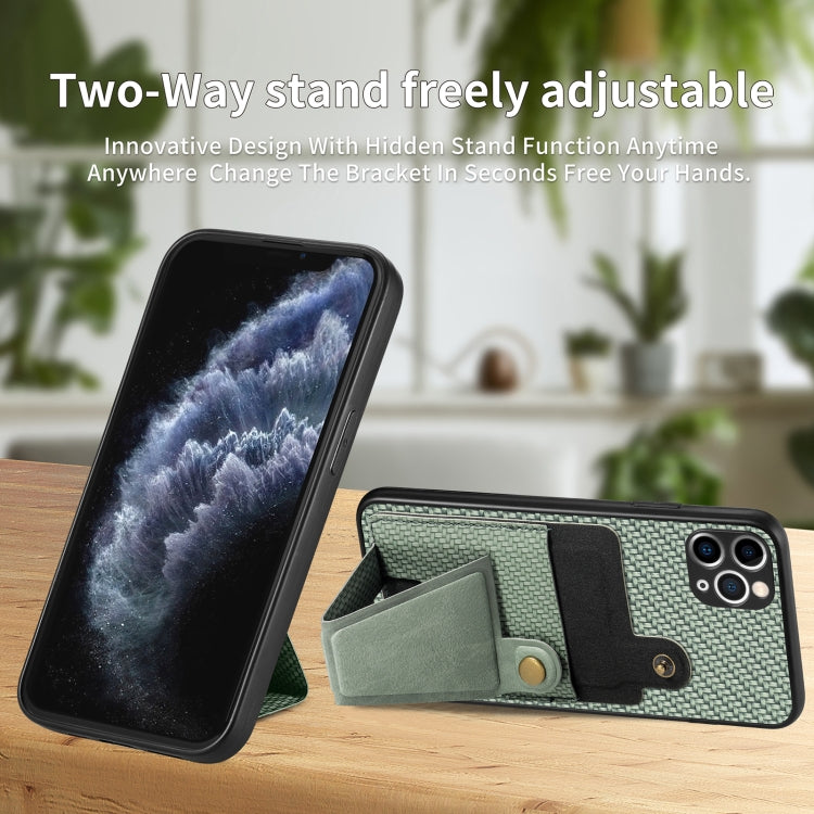 For iPhone 11 Pro Carbon Fiber Wallet Flip Card K-shaped Holder Phone Case