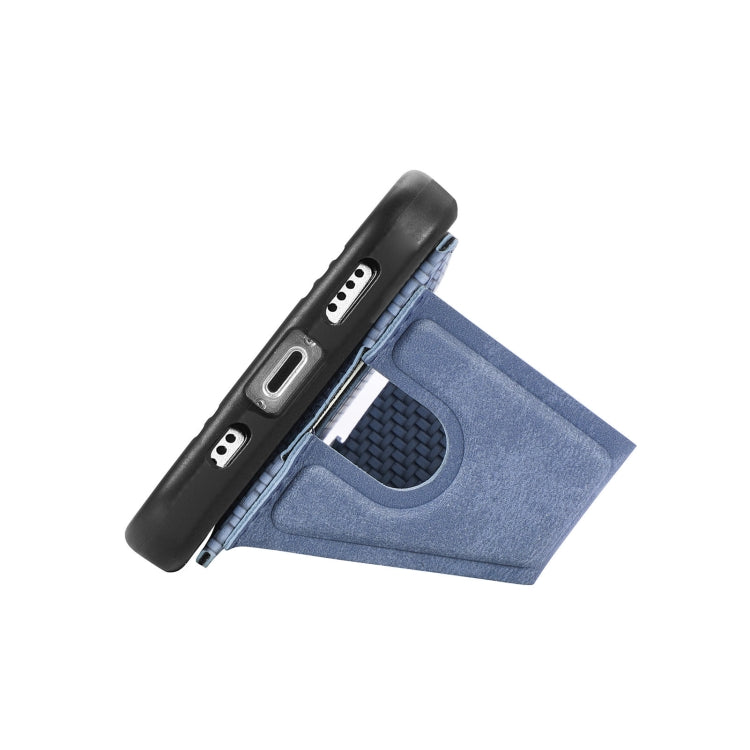 For iPhone 12 Carbon Fiber Wallet Flip Card K-shaped Holder Phone Case