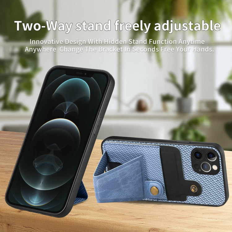 For iPhone 12 Pro Max Carbon Fiber Wallet Flip Card K-shaped Holder Phone Case