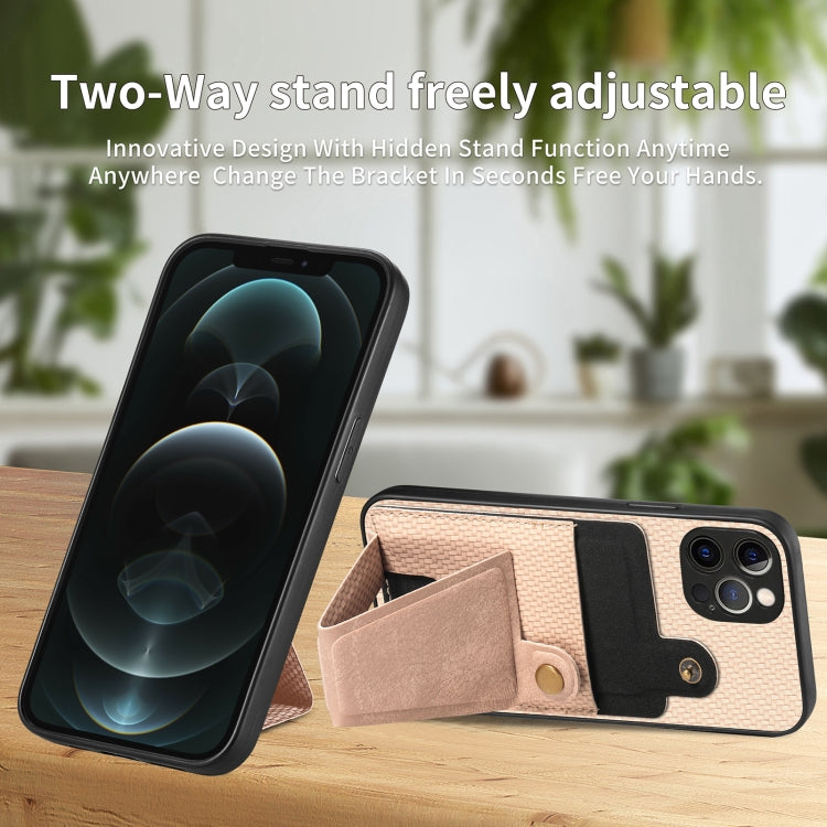 For iPhone 12 Pro Max Carbon Fiber Wallet Flip Card K-shaped Holder Phone Case