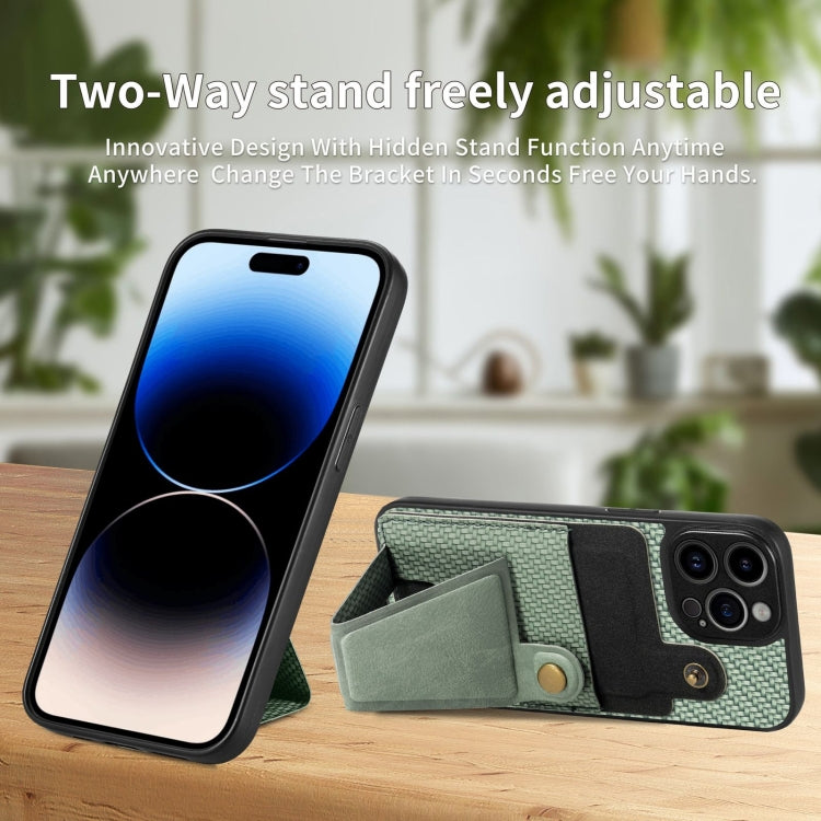 For iPhone 14 Pro Max Carbon Fiber Wallet Flip Card K-shaped Holder Phone Case