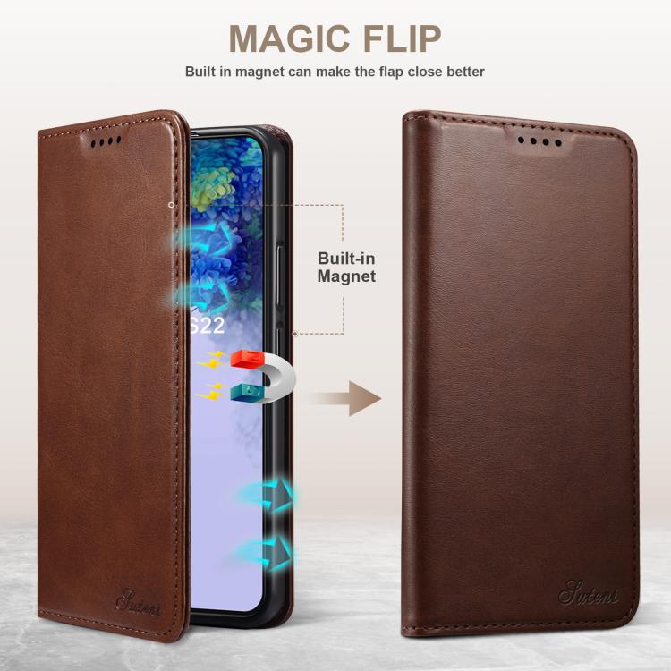 For Samsung Galaxy S26 5G Suteni Calf Texture Horizontal Flip Leather Phone Case