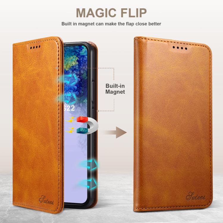 For Samsung Galaxy S26 5G Suteni Calf Texture Horizontal Flip Leather Phone Case