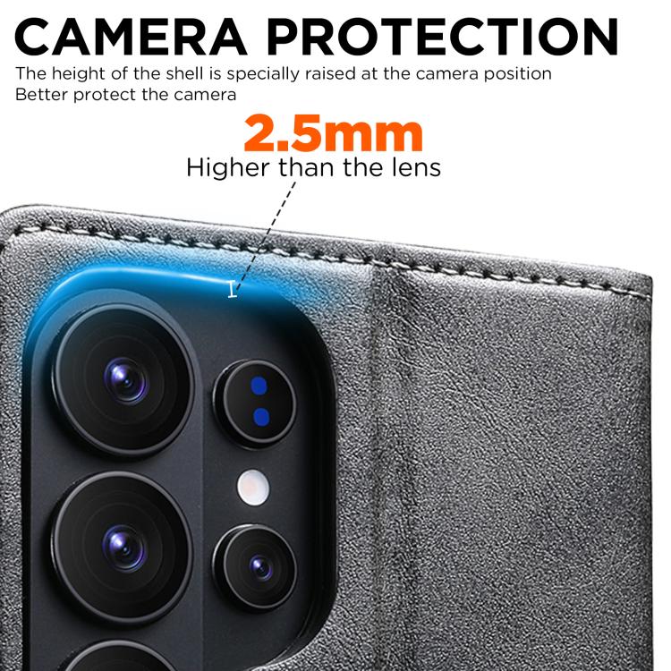 For Samsung Galaxy S26 Ultra 5G Suteni Calf Texture Horizontal Flip Leather Phone Case
