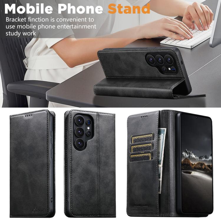 For Samsung Galaxy S26 Ultra 5G Suteni Calf Texture Horizontal Flip Leather Phone Case