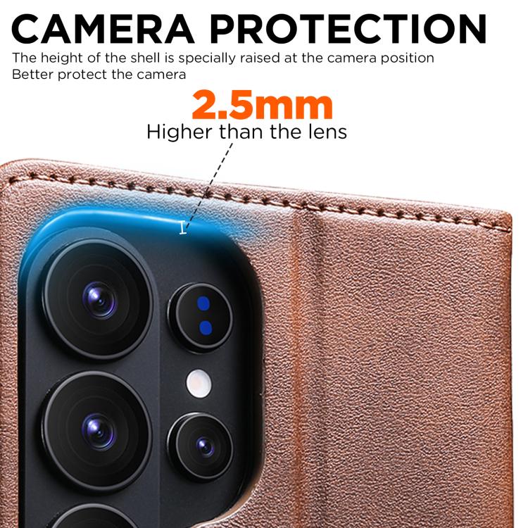 For Samsung Galaxy S26 Ultra 5G Suteni Calf Texture Horizontal Flip Leather Phone Case