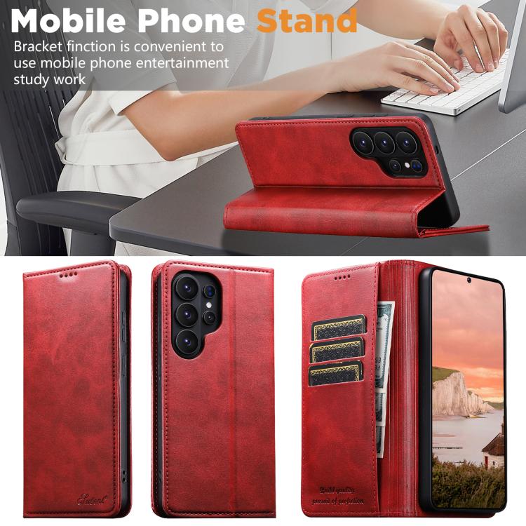 For Samsung Galaxy S26 Ultra 5G Suteni Calf Texture Horizontal Flip Leather Phone Case
