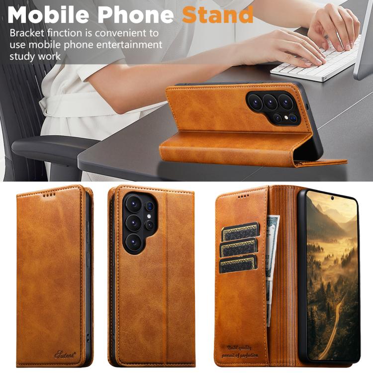 For Samsung Galaxy S26 Ultra 5G Suteni Calf Texture Horizontal Flip Leather Phone Case