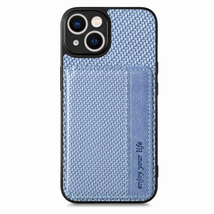 For iPhone 14 Carbon Fiber Magnetic Card Bag Phone Case