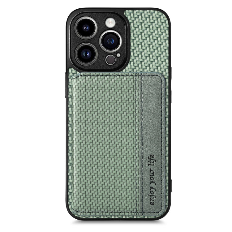 For iPhone 14 Pro Carbon Fiber Magnetic Card Bag Phone Case