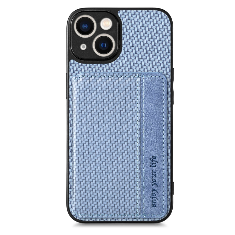 For iPhone 13 Carbon Fiber Magnetic Card Bag Phone Case