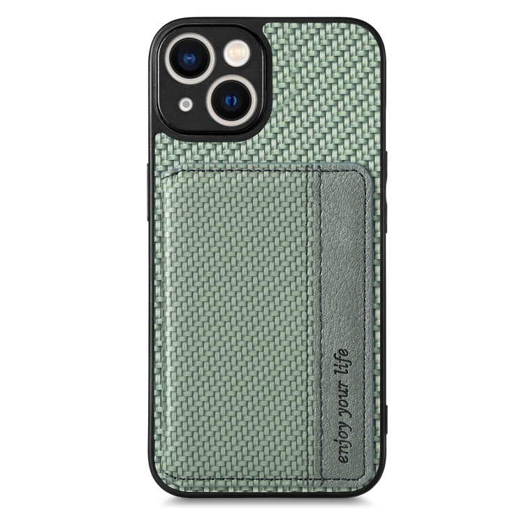 For iPhone 13 Carbon Fiber Magnetic Card Bag Phone Case