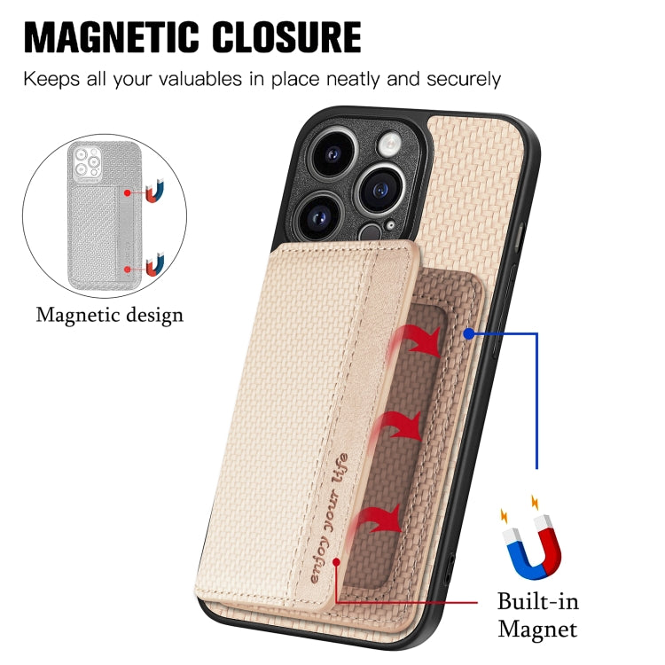 For iPhone 13 Pro Carbon Fiber Magnetic Card Bag Phone Case